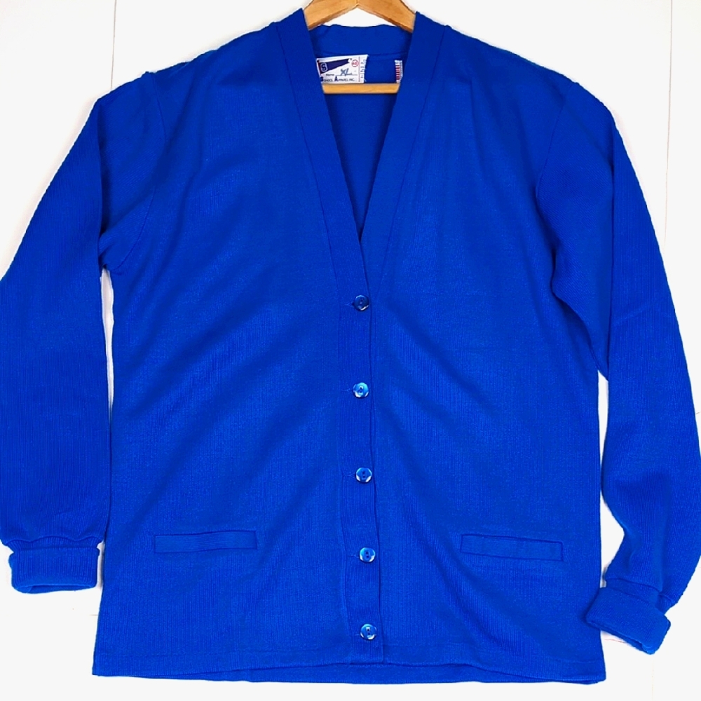 Women's XL Royal Blue Jersey Utiltiy V Neck Cardigan